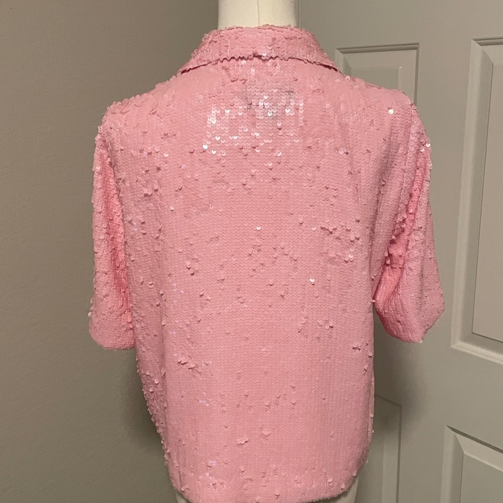 J. Crew Pink Sequin Short Sleeve Top - Picture 5 of 5